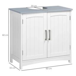 Rackhams Pedestal Under Sink Cabinet with Double Doors, Modern Bathroom Vanity Unit, Storage Cupboard with Adjustable Shelves, White - thumbnail 3