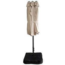 Rackhams 4.6m Patio Parasol Large Double Sided Garden Umbrella Crank Handle Base Beige - Beige - thumbnail 3