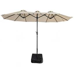 Rackhams 4.6m Patio Parasol Large Double Sided Garden Umbrella Crank Handle Base Beige - Beige