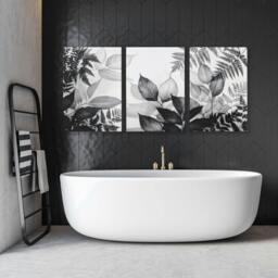 Rackhams Bathroom Wall Prints - Set of 3 Botanical Wall art Prints - 20 x 30 in / 50 x 76 cm - Matte Museum Quality Art Paper 290 gsm - Black Frame