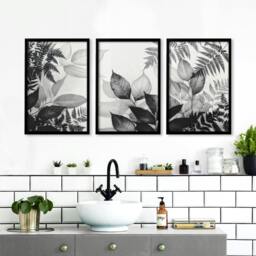 Rackhams Bathroom Wall Prints - Set of 3 Botanical Wall art Prints - 20 x 30 in / 50 x 76 cm - Matte Museum Quality Art Paper 290 gsm - Black Frame - thumbnail 3