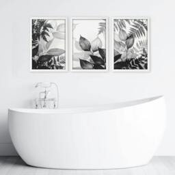 Rackhams Bathroom Wall Prints - Set of 3 Botanical Wall art Prints - 20 x 30 in / 50 x 76 cm - Matte Museum Quality Art Paper 290 gsm - Black Frame - thumbnail 2