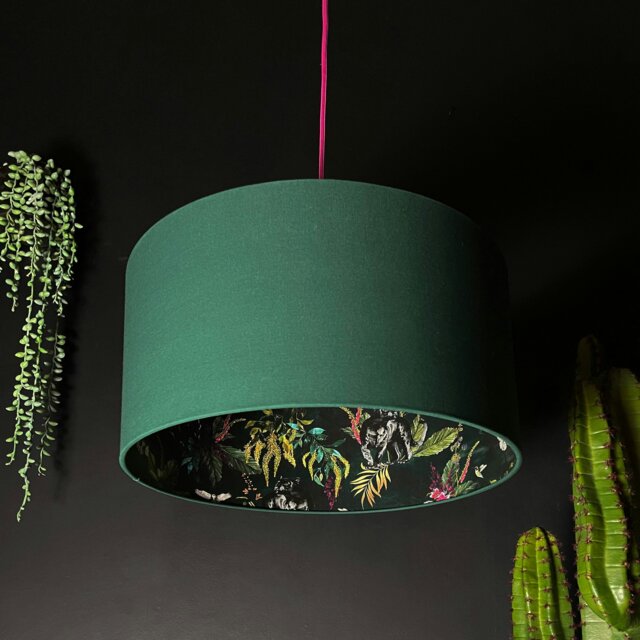 "Rackhams Wild Wood Deadly Night Shade Silhouette Lampshade in Hunter - Ceiling Pendant / Arc Lamp - 35cm diameter x 25cm Height (14"" x 10"")" - image 1