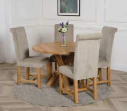 Rackhams Oregon Round Oak Dining Table with Washington Fabric Chairs - 1 - 4 chairs - Black - thumbnail 3
