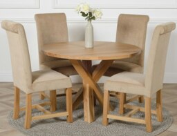 Rackhams Oregon Round Oak Dining Table with Washington Fabric Chairs - 1 - 4 chairs - Black - thumbnail 6