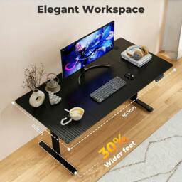 Rackhams Electric Standing Desk  Adjustable Height Workstation 160cm Metal Frame - White - thumbnail 6