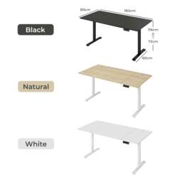 Rackhams Electric Standing Desk  Adjustable Height Workstation 160cm Metal Frame - White - thumbnail 5