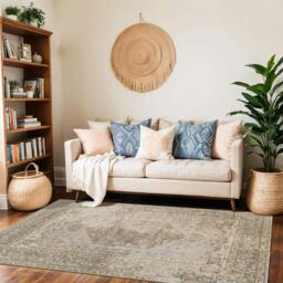 Rackhams Lillian-Washable Orange Brown Traditional Vintage Boho Rug - 200cm_diameter - thumbnail 2