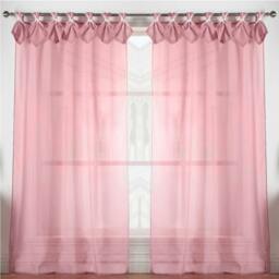 Rackhams Linen Look Voile Tab Top Curtain Pair - White - 145cm width x 275cm drop - thumbnail 2