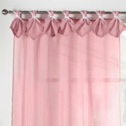 Rackhams Linen Look Voile Tab Top Curtain Pair - White - 145cm width x 275cm drop - thumbnail 5