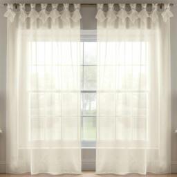 Rackhams Linen Look Voile Tab Top Curtain Pair - White - 145cm width x 275cm drop - thumbnail 6