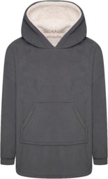 Rackhams Kids Coral Fleece Blanket Hoodie - Charcoal - S/M