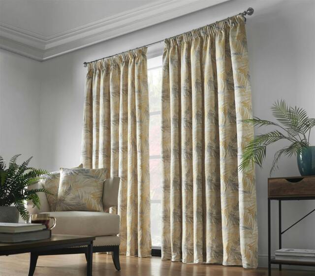 Rackhams Luxury Fern Jacquard Pencil Pleat Taped Top Ready Made Curtains - 168cm width x 183cm drop - image 1