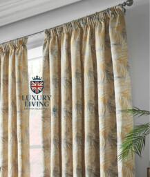 Rackhams Luxury Fern Jacquard Pencil Pleat Taped Top Ready Made Curtains - 168cm width x 183cm drop - thumbnail 2