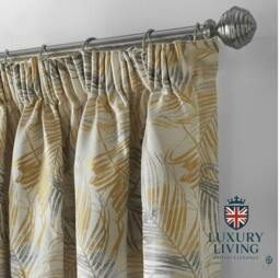 Rackhams Luxury Fern Jacquard Pencil Pleat Taped Top Ready Made Curtains - 168cm width x 183cm drop - thumbnail 6