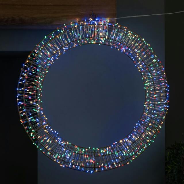 Rackhams 45cm Light up Christmas Wreath with 960 Multi-Coloured LEDs