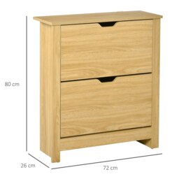 Rackhams 12-Shoe Storage Cabinet 4 Shelves 2 Drawers Tabletop 4 Legs Modern Brown - Natural Wood Finish - thumbnail 6