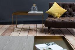 Rackhams Iris Combination Top Side Tables - Weathered Oak - Brushed Brass - thumbnail 3