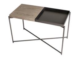 Rackhams Iris Combination Top Side Tables - Weathered Oak - Brushed Brass - thumbnail 2