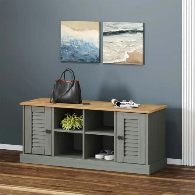 Rackhams Shoe Bench VIGO Grey 106x35x40 cm Solid Wood Pine