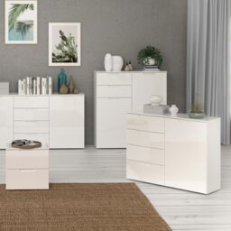 Rackhams Sienna 4 Chest of Drawers 1 Door in White/White High Gloss - White - High Gloss - Melamine - thumbnail 5