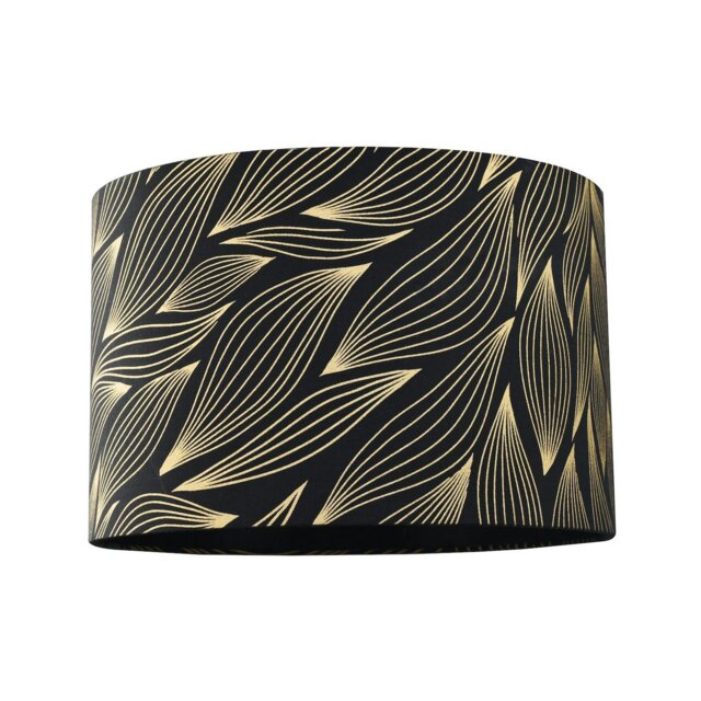 Rackhams Designer Black Lamp Shade with Gold Foil Leaves with Inner Satin Fabric Lining - image 1