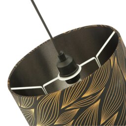 Rackhams Designer Black Lamp Shade with Gold Foil Leaves with Inner Satin Fabric Lining - thumbnail 5