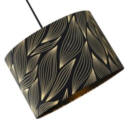 Rackhams Designer Black Lamp Shade with Gold Foil Leaves with Inner Satin Fabric Lining - thumbnail 2
