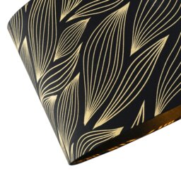 Rackhams Designer Black Lamp Shade with Gold Foil Leaves with Inner Satin Fabric Lining - thumbnail 3