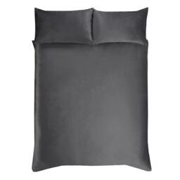 Rackhams Luxury Soft & Elegant Matte Velvet Duvet Cover Set with Pillowcases- Charcoal - Double (200cm x 200cm) - thumbnail 4
