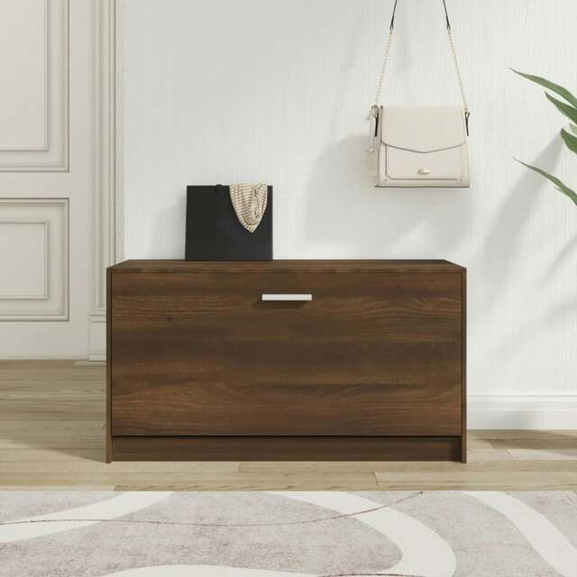 Rackhams Shoe Bench Brown Oak 80x24x45 cm Engineered Wood - image 1