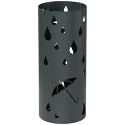 Rackhams Metal Umbrella Stand, Hollowed Umbrella Basket with 4 Hooks and Drip Tray - thumbnail 3