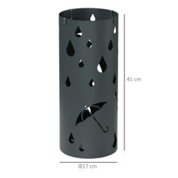 Rackhams Metal Umbrella Stand, Hollowed Umbrella Basket with 4 Hooks and Drip Tray - thumbnail 4
