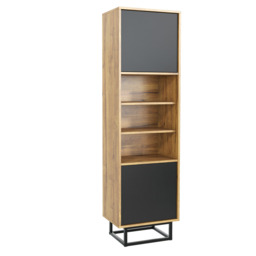 Rackhams Vintage 175cm Loft Retro Industrial Style Display Cabinet Oak - thumbnail 4