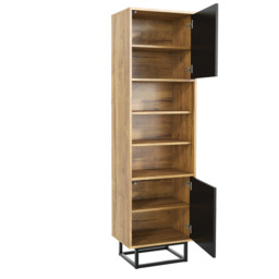 Rackhams Vintage 175cm Loft Retro Industrial Style Display Cabinet Oak - thumbnail 5