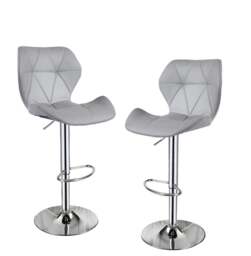 Rackhams Set of 2 Adjustable Swivel Bar Stools with Backrest Gas Lift Kitchen Breakfast Chairs - White - thumbnail 3