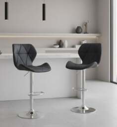 Rackhams Set of 2 Adjustable Swivel Bar Stools with Backrest Gas Lift Kitchen Breakfast Chairs - White - thumbnail 5
