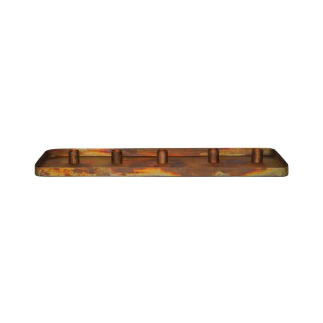 Rackhams Rectangle Centrepiece Metal with Magnetic Candle Holders - Copper - image 1