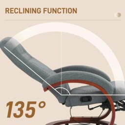 Rackhams 135° Manual Reclining Swivel Chair, with Footrest - Grey - thumbnail 4
