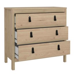 Rackhams Barcelona Chest 3 Drawers in Jackson Hickory Oak - Oak - Matt - Melamine - thumbnail 5