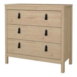 Rackhams Barcelona Chest 3 Drawers in Jackson Hickory Oak - Oak - Matt - Melamine - thumbnail 3