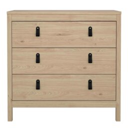 Rackhams Barcelona Chest 3 Drawers in Jackson Hickory Oak - Oak - Matt - Melamine - thumbnail 2
