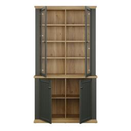 Rackhams Pontypool 4 Door Display Cabinet in Grey and Mauvella Oak - Matt - Grey & Oak - W 109.1 X  H 202.1 X  D 43.3cm - thumbnail 6