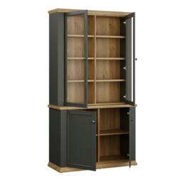 Rackhams Pontypool 4 Door Display Cabinet in Grey and Mauvella Oak - Matt - Grey & Oak - W 109.1 X  H 202.1 X  D 43.3cm - thumbnail 5
