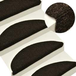 Rackhams Self-adhesive Stair Mats 10pcs Dark Brown 56x17x3cm Needle Punch - thumbnail 1