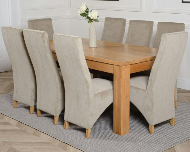 Rackhams Dakota Large Oak Dining Table with Lola Fabric Chairs - 8 chairs - Grey - image 1