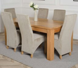 Rackhams Dakota Large Oak Dining Table with Lola Fabric Chairs - 8 chairs - Grey - thumbnail 3