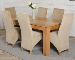 Rackhams Dakota Large Oak Dining Table with Lola Fabric Chairs - 8 chairs - Grey - thumbnail 2