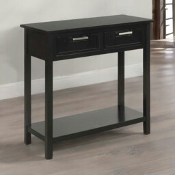 Rackhams Modern Wooden Console Table With 2 Drawers and Shelf Black - thumbnail 2