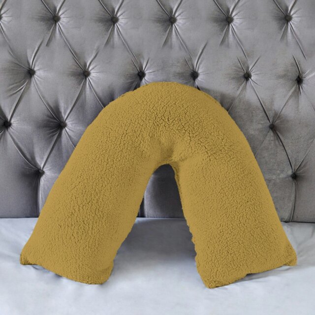 Rackhams Teddy Bear Fleece Super Soft Cosy V Shape Pillowcase - Ochre - image 1